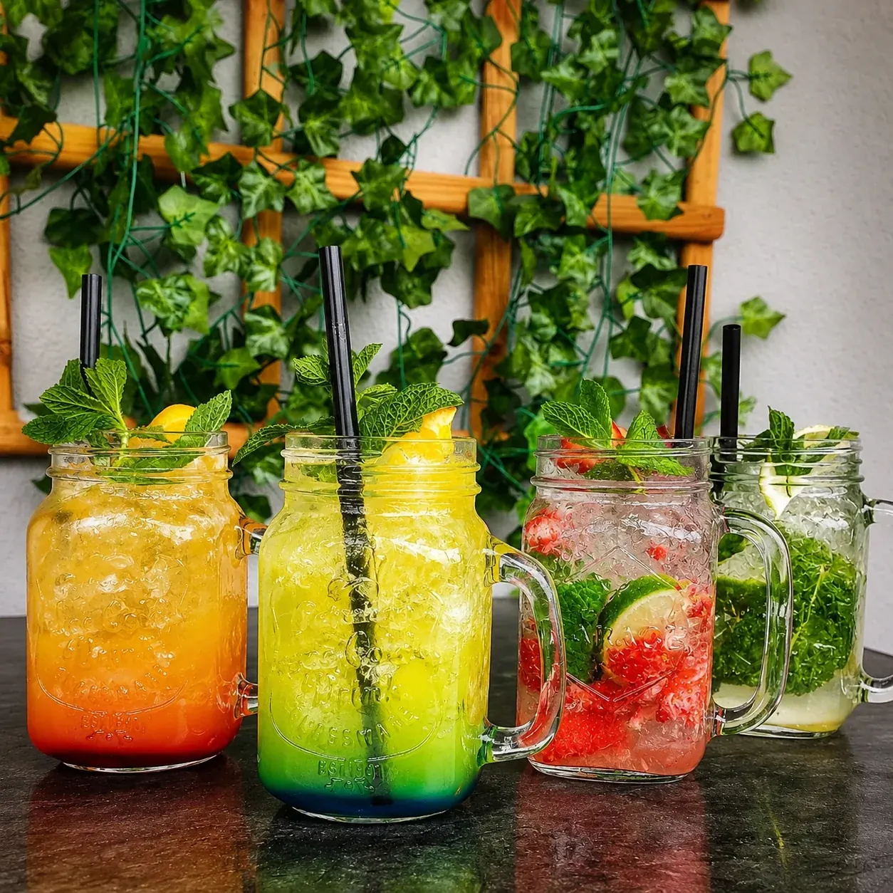 Kolorowe lemoniady i napoje w Restauracji Czarny Piec Kościan