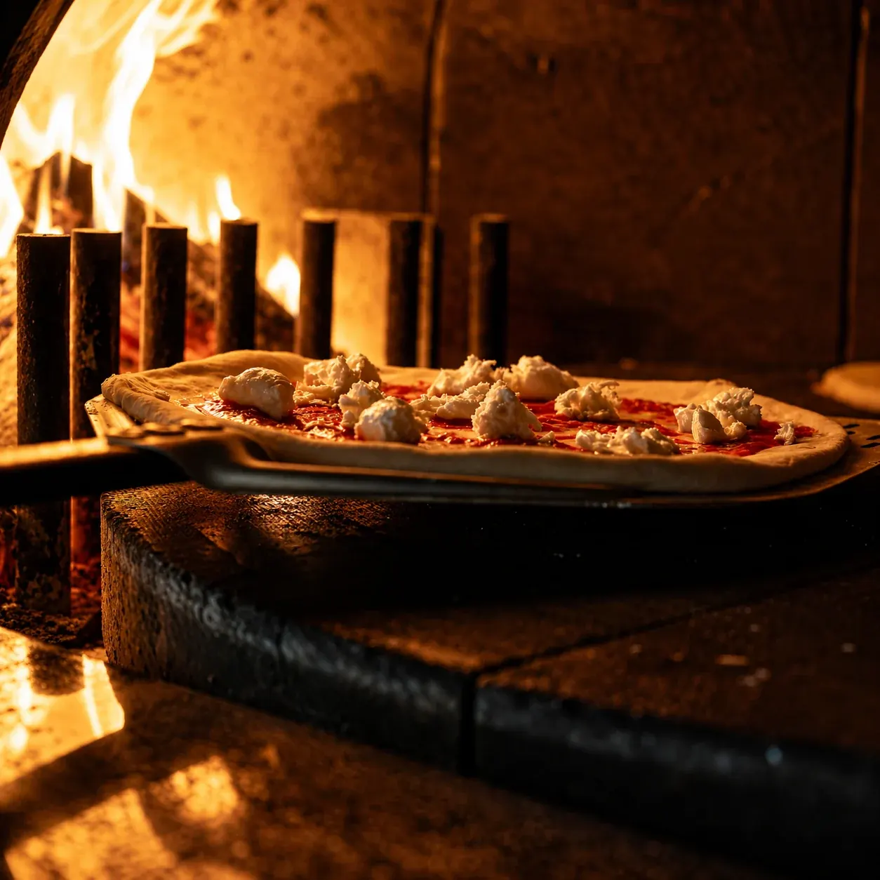 Pizza wsuwana do rozgrzanego pieca